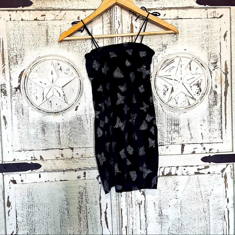 Butterfly dress kids black with silver butterflies brand new never worn